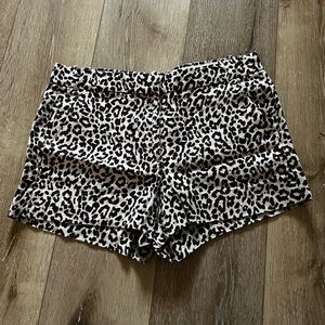 J. Crew Brown and White Animal Print High Waist Shorts